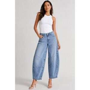 BCBG‎ Barrel Leg Jeans Light Wash Cropped Balloon Denim Pants Size 11/30